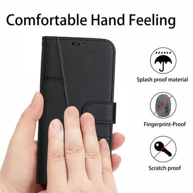 SKALO iPhone 15 Pro Embossed Triangle Lompakkokotelo - Musta