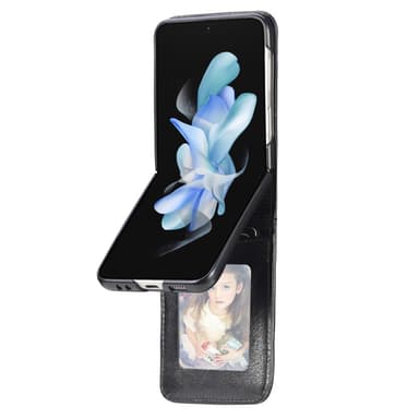 SKALO Samsung Z Flip5 PU-nahkainen Suojakuori Lompakolla - Musta