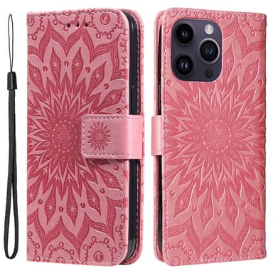 SKALO iPhone 15 Pro Max Mandala lompakkokotelo - Pinkki