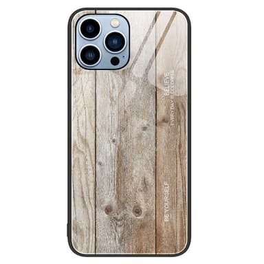 SKALO iPhone 15 Pro Max Wood karkaistu lasi TPU-suojakuori - Harmaa