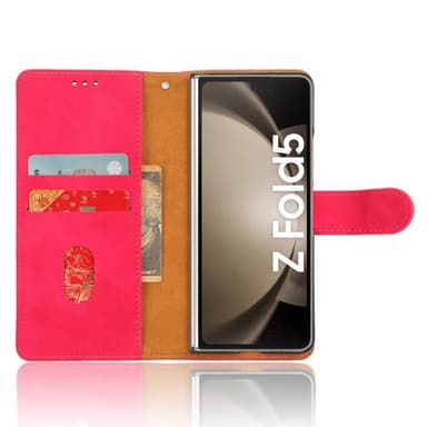 SKALO Samsung Z Fold5 Lompakkokotelo PU-nahkaa - Cerise