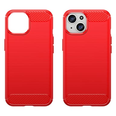 SKALO iPhone 15 Plus Armor Carbon Iskunkestävä TPU suojakuori - Punainen