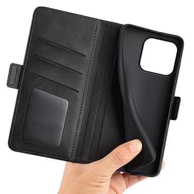 SKALO iPhone 15 Plus Premium Wallet Lompakkokotelo - Musta