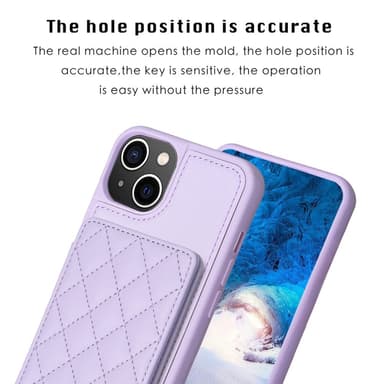 SKALO iPhone 15 Tikattu Suojakuori Lompakolla - Violetti