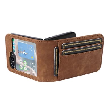 SKALO Samsung Z Flip5 PU-nahkainen Korttikotelo - Ruskea