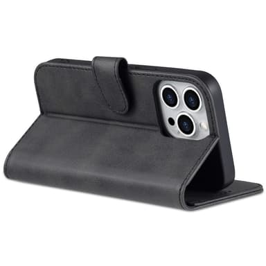 SKALO iPhone 15 Pro AZNS lompakkokotelo - Musta