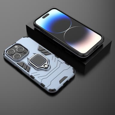 SKALO iPhone 15 Pro Max Armor Hybridi metallirengas kuori - Sininen