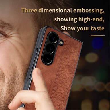 SKALO Samsung Z Fold5 AZNS PU-nahka suojakuori - Ruskea