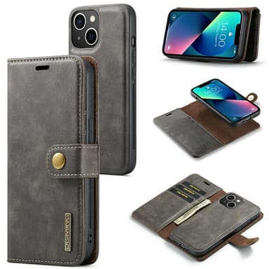 DG MING iPhone 15 2-in-1 magneetti lompakkokotelo - Harmaa