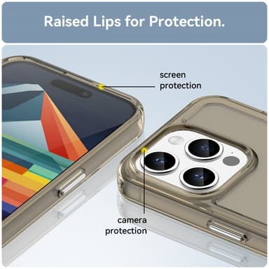 SKALO iPhone 15 Pro Läpinäkyvä TPU Metal Buttons Suojakuori - Harmaa