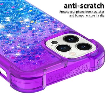 SKALO iPhone 15 Pro Max Juoksuhiekka Glitter Sydämet TPU kuori - Violetti-Sininen