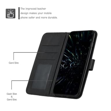 SKALO iPhone 15 Pro Embossed Triangle Lompakkokotelo - Musta
