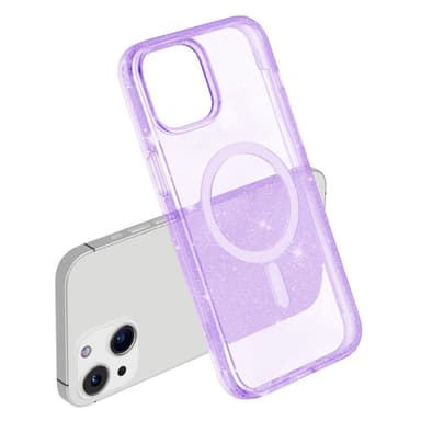 SKALO iPhone 15 Glitter Magnetic Ring TPU Suojakuori - Violetti