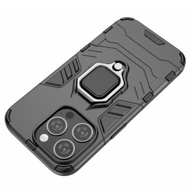 SKALO iPhone 15 Pro Max Armor Hybridi metallirengas kuori - Musta