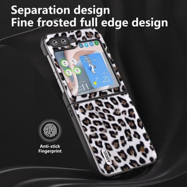 SKALO Samsung Z Flip5 ABEEL Leopardi Suojakuori - Hopea