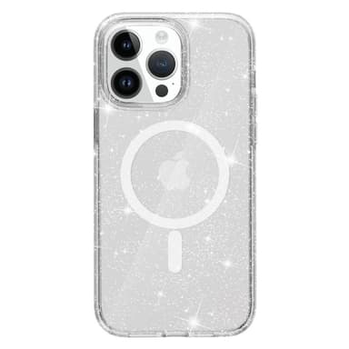 SKALO iPhone 15 Pro Max Glitter Magnetic Ring TPU Suojakuori - Valkoinen