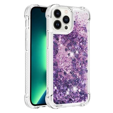 SKALO iPhone 15 Pro Juoksuhiekka Glitter Sydämet TPU kuori - Violetti