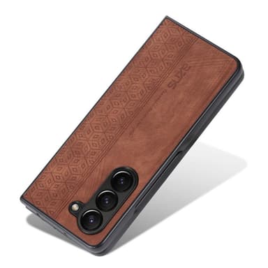 SKALO Samsung Z Fold5 AZNS PU-nahka suojakuori - Ruskea