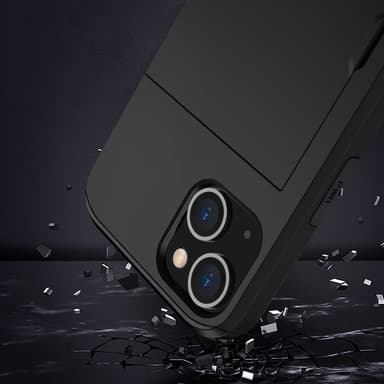 SKALO iPhone 15 Plus Armor Suojakuori korttikotelo - Musta