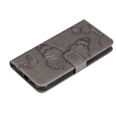 SKALO iPhone 15 Plus Mandala Butterfly lompakkokotelo - Harmaa