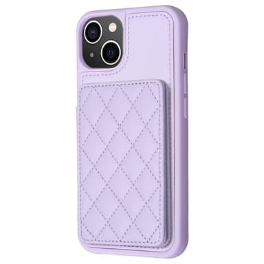 SKALO iPhone 15 Tikattu Suojakuori Lompakolla - Violetti