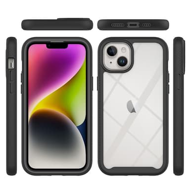 SKALO iPhone 15 Plus Iskunkestävä Clear Hybridi Suojakuori - Musta