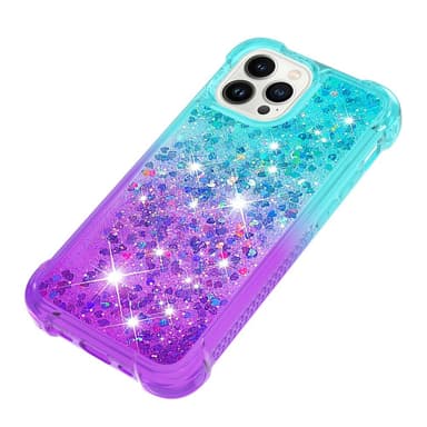 SKALO iPhone 15 Pro Max Juoksuhiekka Glitter Sydämet TPU kuori - Turkoosi-Violetti