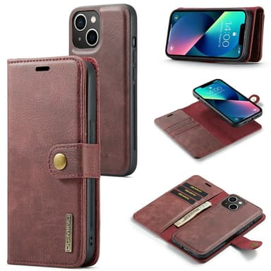 DG MING iPhone 15 2-in-1 magneetti lompakkokotelo - Punainen