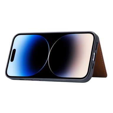 SKALO iPhone 15 PU-nahkainen Suojakuori Lompakolla - Ruskea