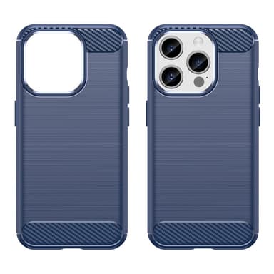 SKALO iPhone 15 Pro Armor Carbon Iskunkestävä TPU suojakuori - Sininen
