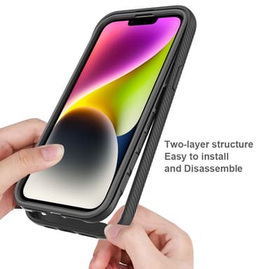 SKALO iPhone 15 Plus Iskunkestävä Clear Hybridi Suojakuori - Musta