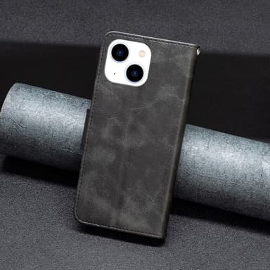 SKALO iPhone 15 Lompakkokotelo PU-nahkaa - Musta