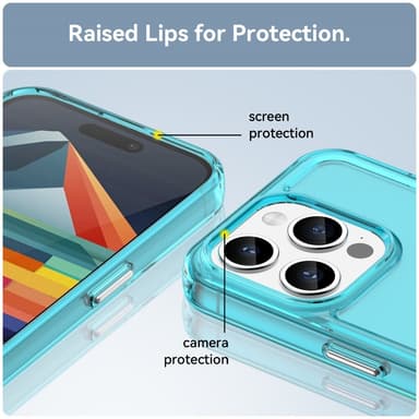 SKALO iPhone 15 Pro Läpinäkyvä TPU Metal Buttons Suojakuori - Turkoosi