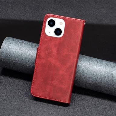 SKALO iPhone 15 Lompakkokotelo PU-nahkaa - Punainen