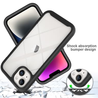 SKALO iPhone 15 Plus Iskunkestävä Clear Hybridi Suojakuori - Musta