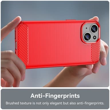 SKALO iPhone 15 Plus Armor Carbon Iskunkestävä TPU suojakuori - Punainen
