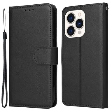 SKALO iPhone 15 Plus Lompakkokotelo PU-nahkaa - Musta