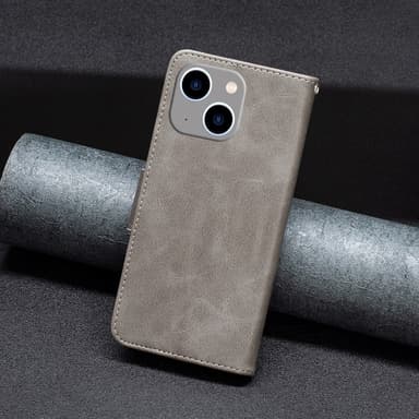 SKALO iPhone 15 Plus Lompakkokotelo PU-nahkaa - Harmaa
