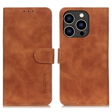 SKALO iPhone 15 Pro Max KHAZNEH Lompakkokotelo PU-nahasta - Ruskea