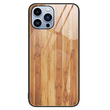 SKALO iPhone 15 Pro Max Wood karkaistu lasi TPU-suojakuori - Ruskea