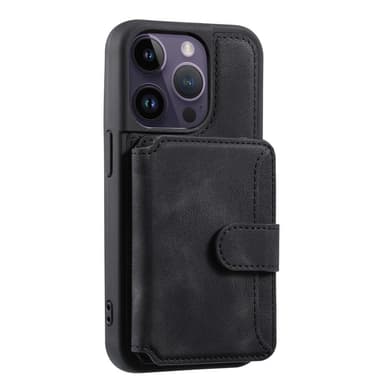 SKALO iPhone 15 Pro Max PU-nahkainen Suojakuori Lompakolla - Musta