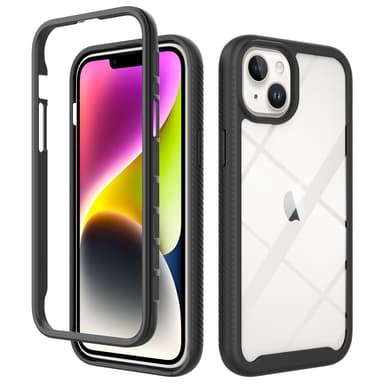 SKALO iPhone 15 Plus Iskunkestävä Clear Hybridi Suojakuori - Musta
