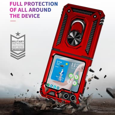 SKALO Samsung Z Flip5 Armor Hybridi metallirengas kuori - Punainen