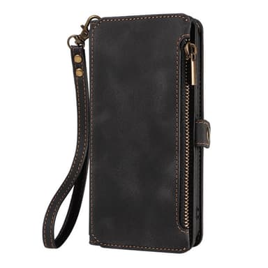 SKALO iPhone 15 Big Wallet 11-lokeroa Lompakkokotelo - Musta