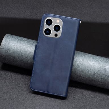 SKALO iPhone 15 Pro Max Lompakkokotelo PU-nahkaa - Sininen
