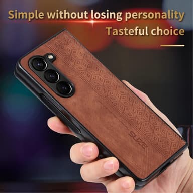 SKALO Samsung Z Fold5 AZNS PU-nahka suojakuori - Ruskea