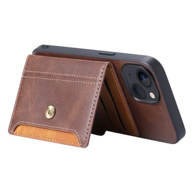 SKALO iPhone 15 PU-nahkainen Suojakuori Lompakolla - Ruskea