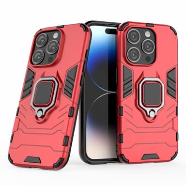 SKALO iPhone 15 Pro Max Armor Hybridi metallirengas kuori - Punainen
