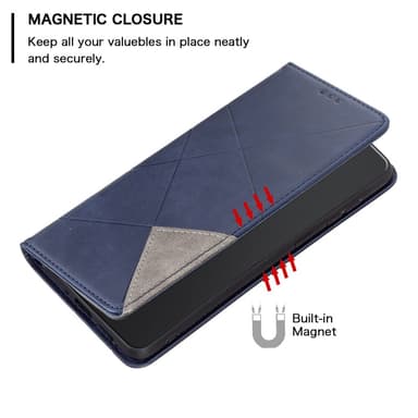 iPhone 15 Pro BINFEN COLOR Kohokuvioitu Lompakkokotelo - Sininen