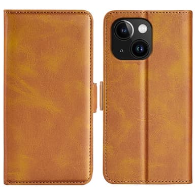 SKALO iPhone 15 Plus Premium Wallet Lompakkokotelo - Vaaleanruskea